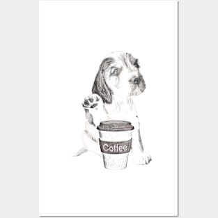 Spaniel With Cup Of Coffee Posters and Art